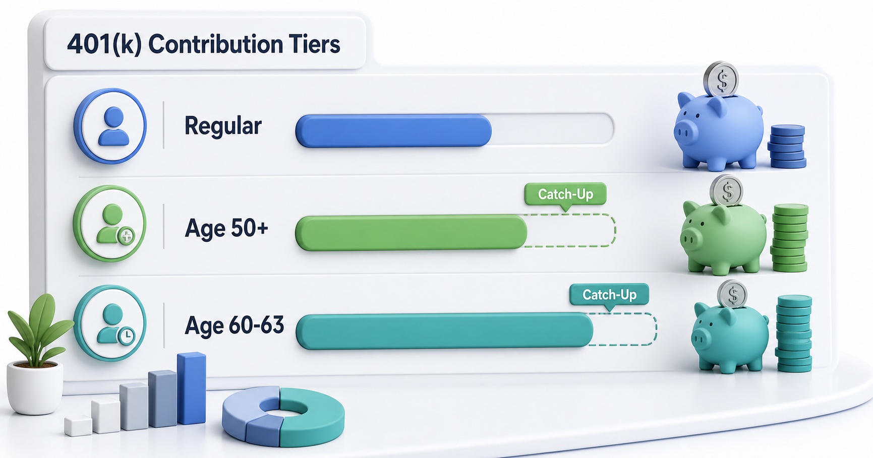 401(k) contribution limits 2026 regular and catch-up tiers