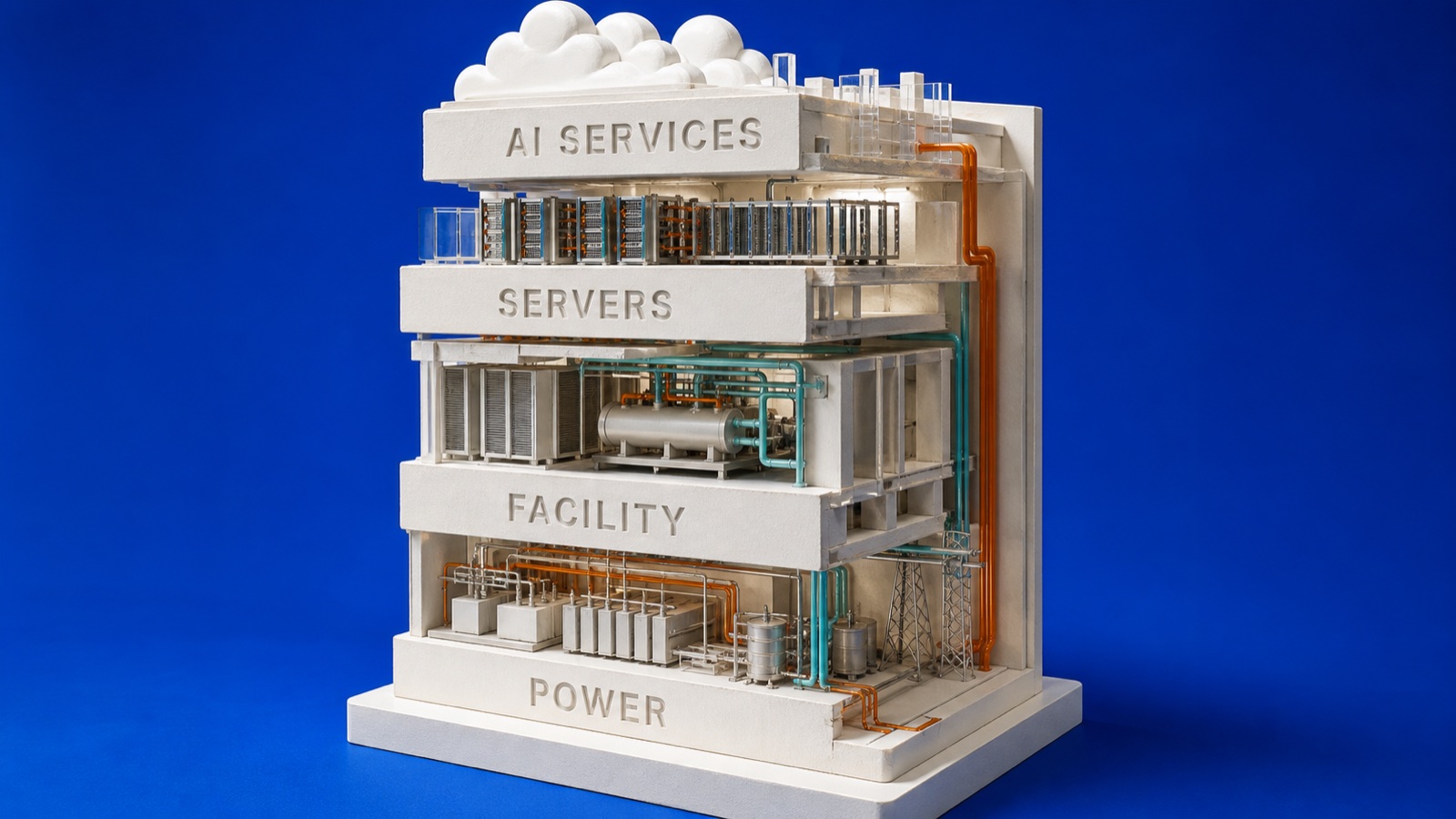 AI infrastructure investment stack from power and facilities to servers and services