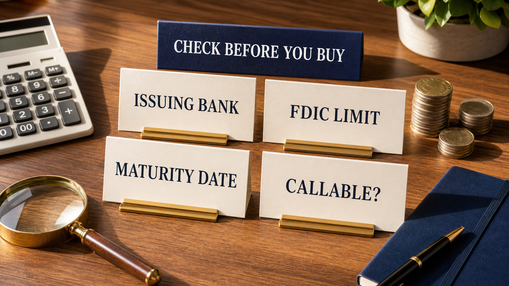 brokered CD checklist for issuing bank FDIC limit maturity date and callable terms