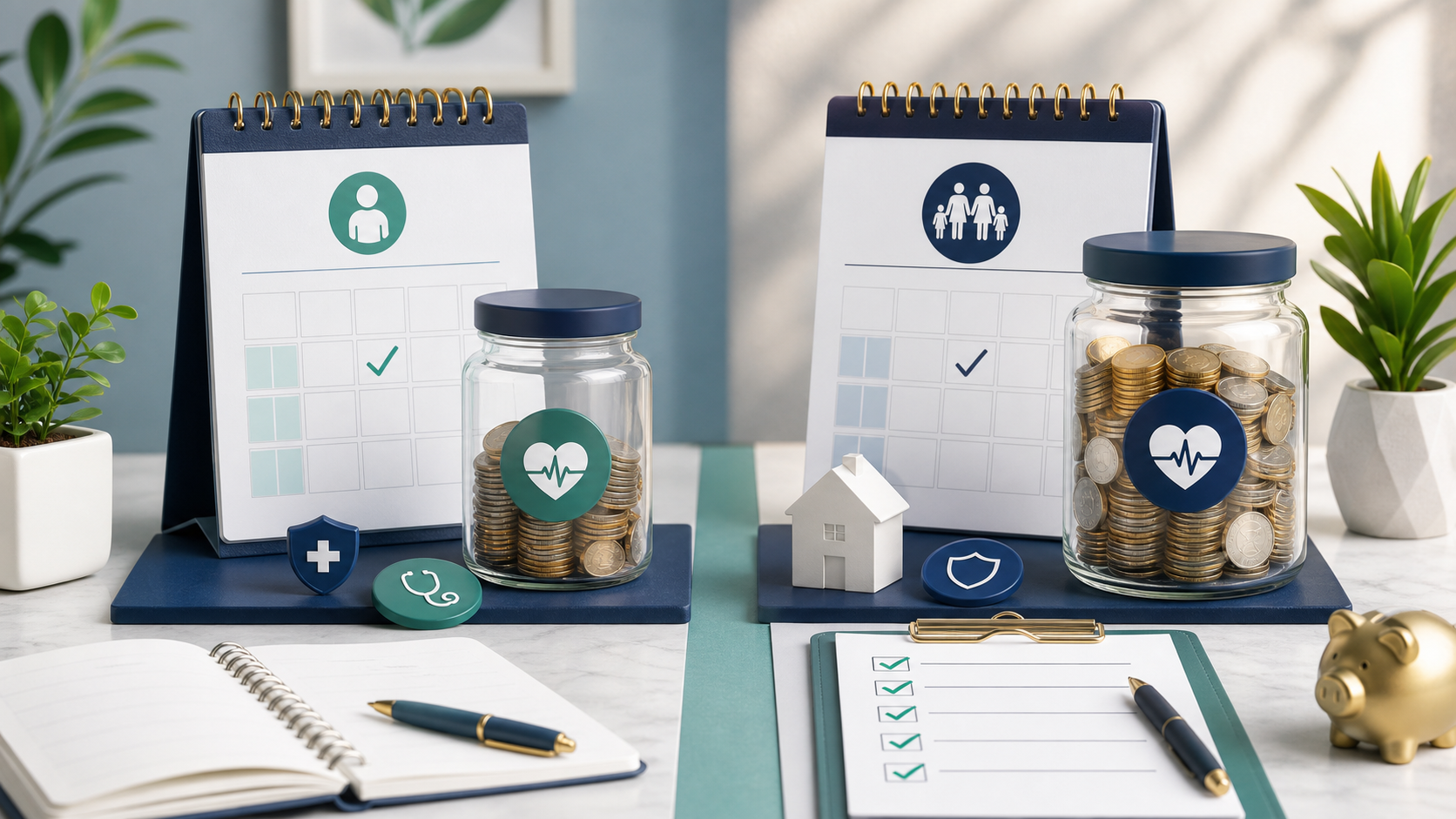 HSA contribution limits shown as self-only and family savings paths