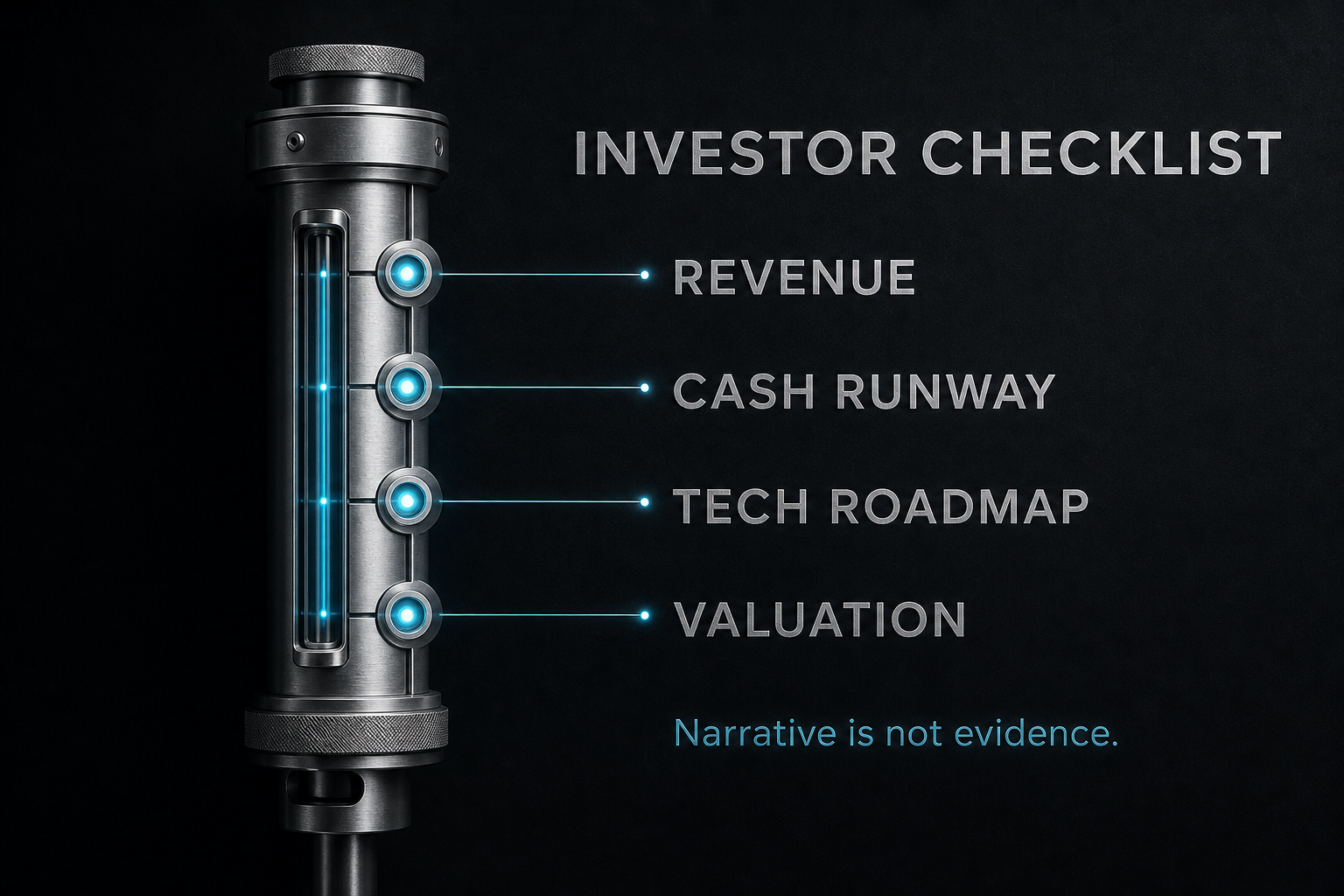 Quantum stock investor checklist covering revenue, cash runway, technology roadmap, and valuation
