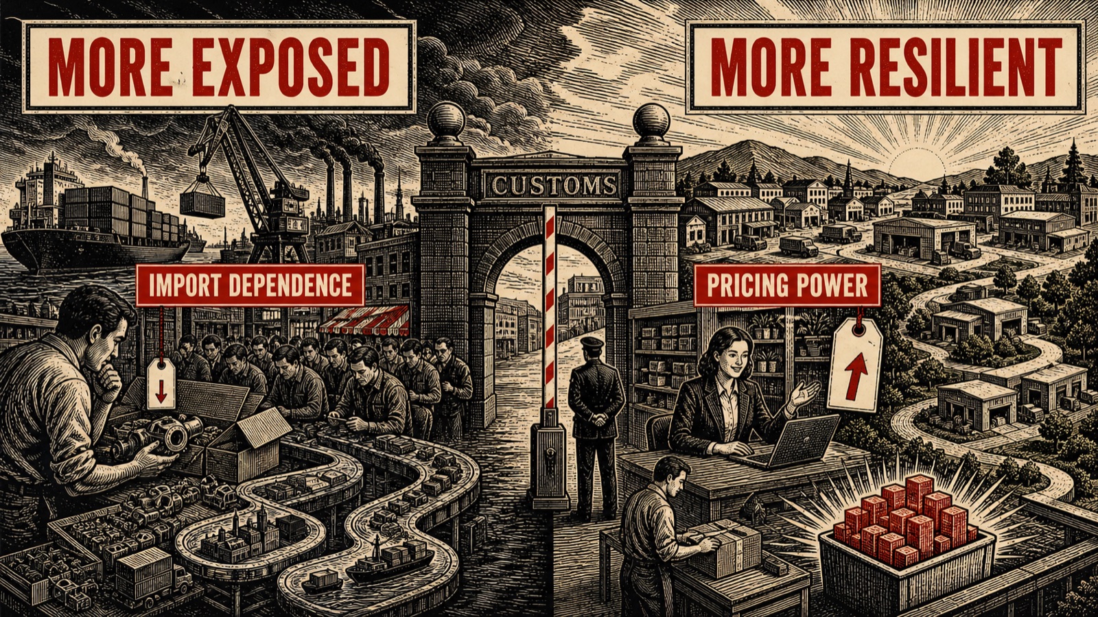 comparison of tariff-exposed and tariff-resilient businesses