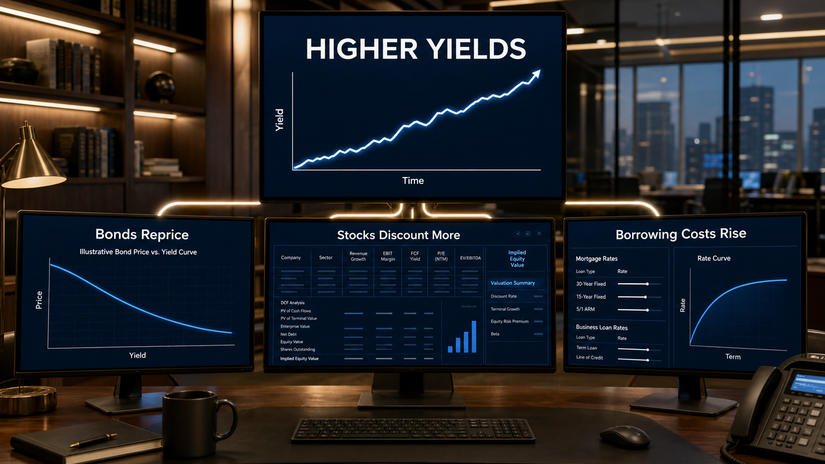 higher treasury yields causing bonds stocks and borrowing costs to reprice