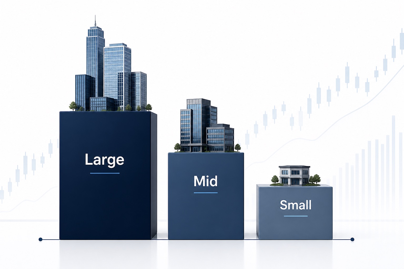 What is market capitalization comparison of large cap mid cap and small cap stocks