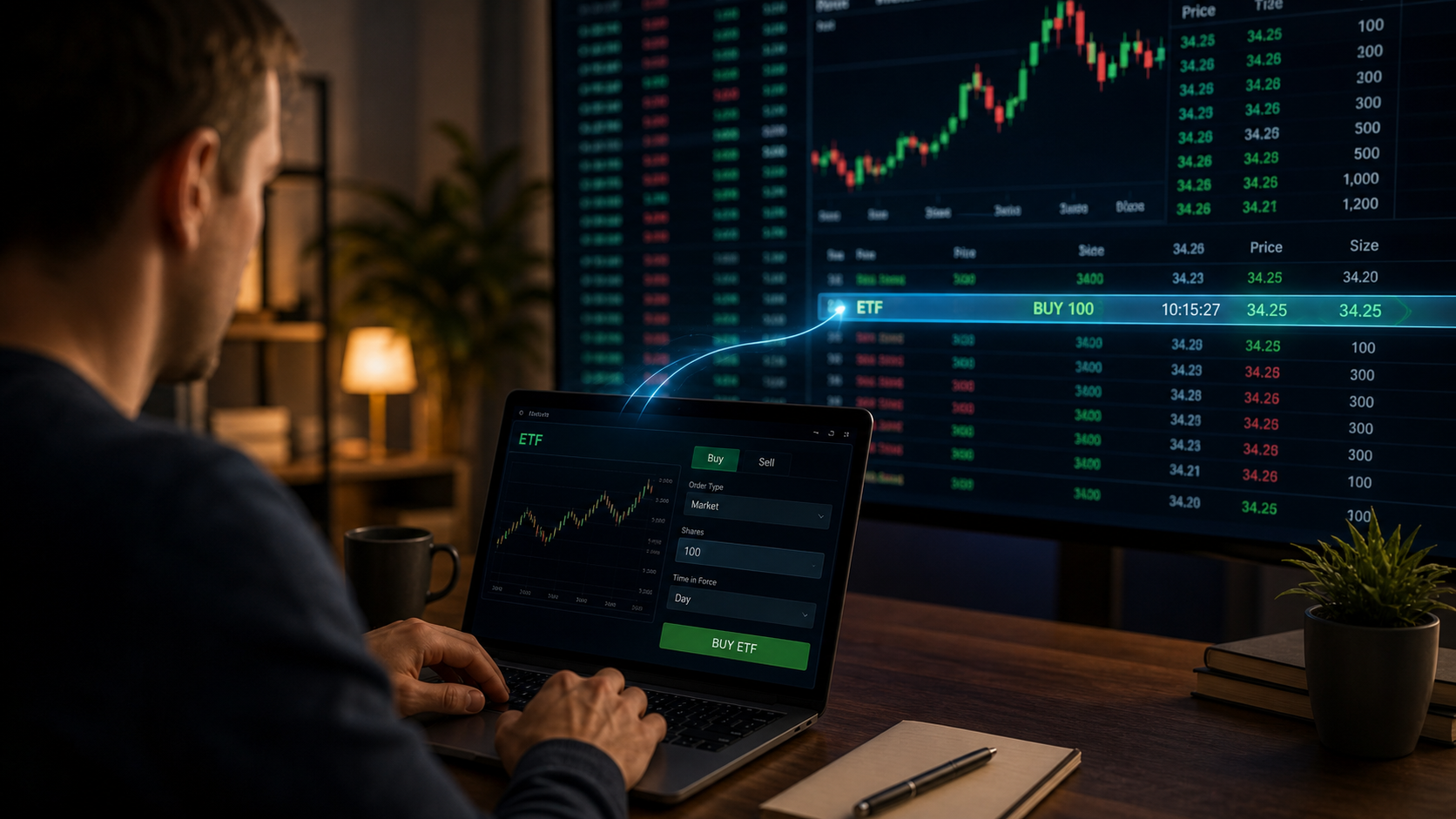 investor reviewing ETF trading price and liquidity
